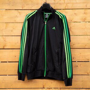 LIKE NEW! Adidas Clima365 Performance Essentials Zip-Up Sweater Black & Green